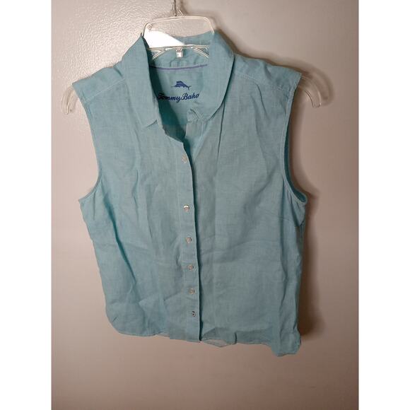Tommy Bahama Women's S/P Button Up Sleeveless 100% Linen - Picture 1 of 11